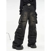 Threebooy Y2K Streetwear Multiple Pockets Baggy Cargo Jeans Pants For Men Clothing Vintage Loose Women Denim Trousers Pantalon Homme